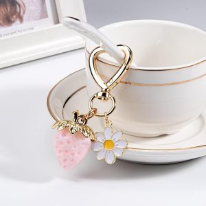 Cute Strawberry Keychain Charm for Women Girls