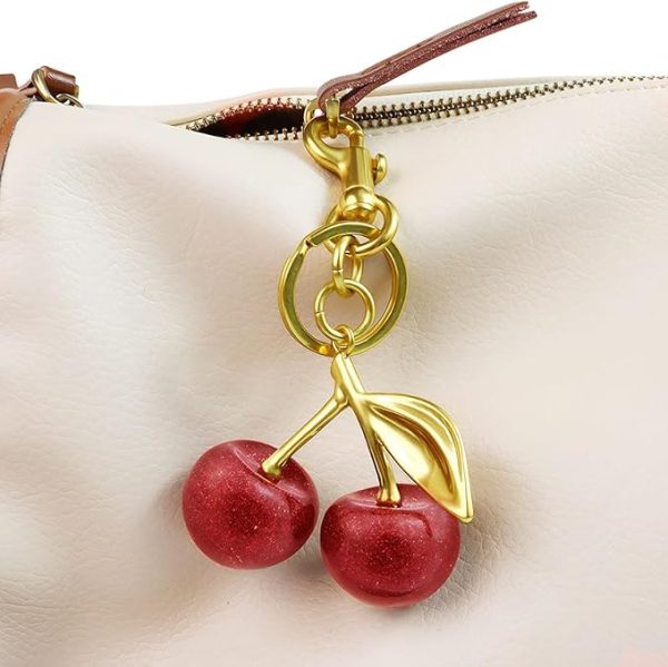 Fashion Bag Accessory Red Cherry Keychain Charm - Image 2