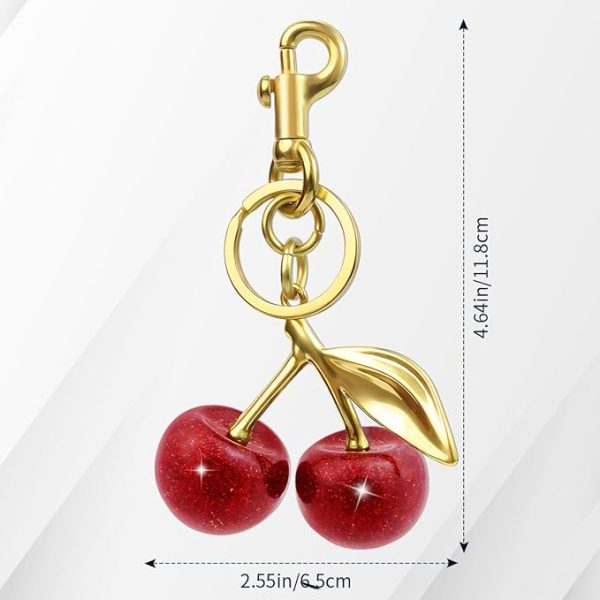Fashion Bag Accessory Red Cherry Keychain Charm - Image 5