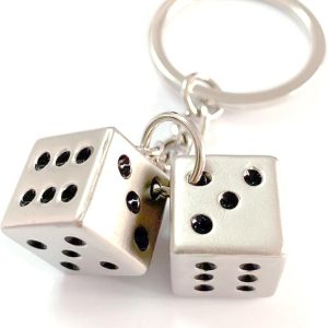 Silver Lucky Charm Dice Keychain Holder​
