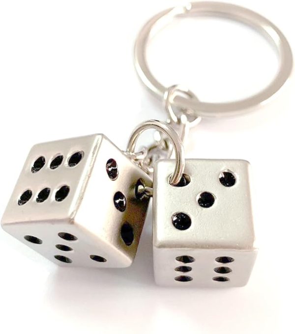 Silver Lucky Charm Dice Keychain Holder​