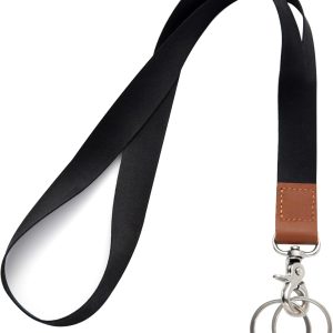 Stylish Multi-Purpose Black Lanyard with Key Rings