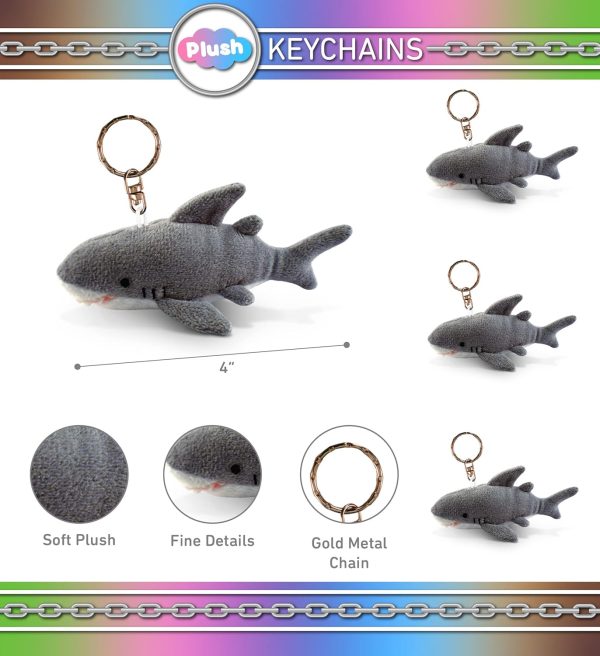 4 Inch Stuffed Animal Shark Plush Keychain - Image 3