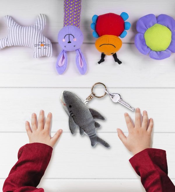 4 Inch Stuffed Animal Shark Plush Keychain - Image 4